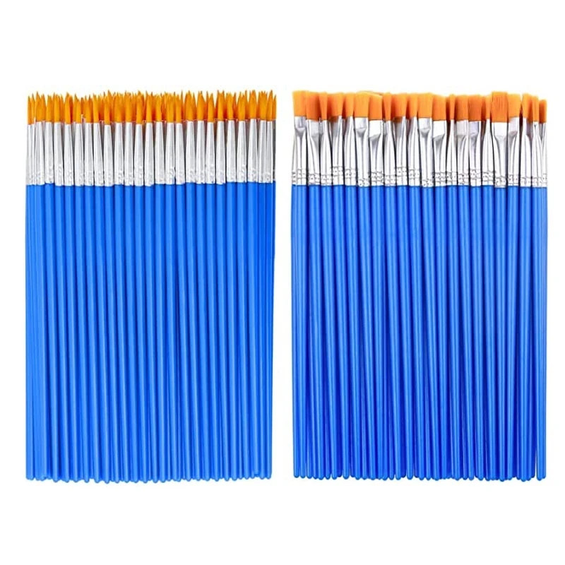 

100pcs Paint Brushes Set for Kids Acrylic with Flat Round Pointed Paint Brushes Craft Watercolor Oil Painting Brushes