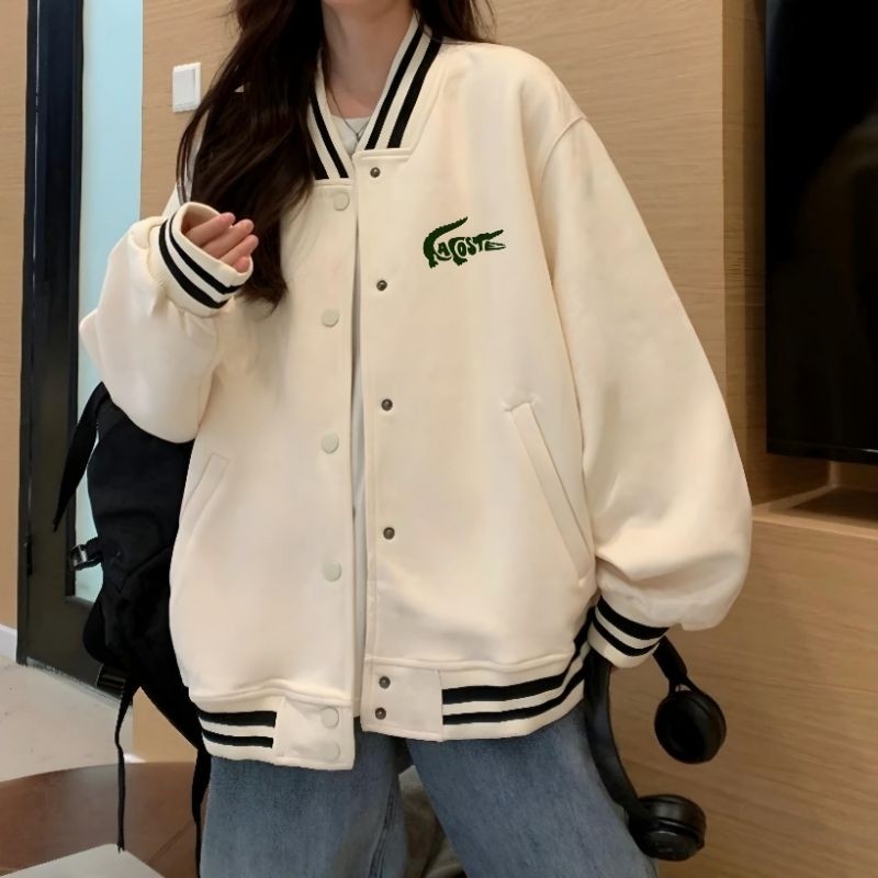 Jaket Varsity Big Size ( S - 6XL ) LACOSTE Jacket Baseball Kancing Bomber Oversized XXL XXXL 4XL 5XL