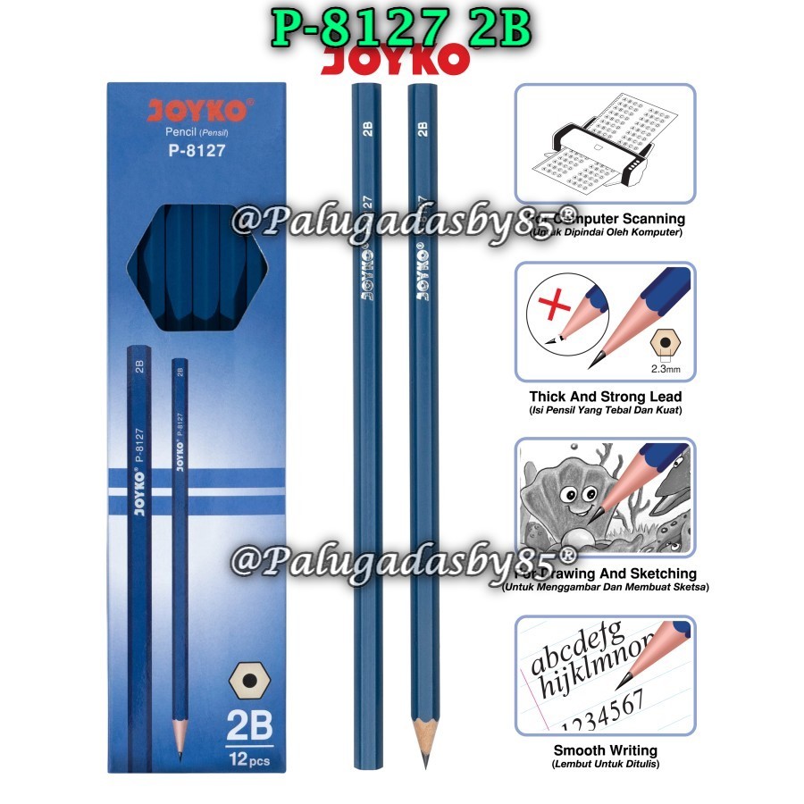 

(1 Pak/12 Pcs) GROSIR Pensil Joyko P-8127 2B / Pencil Pensil Joyko P-8127 (1 Pak/12 Pcs)
