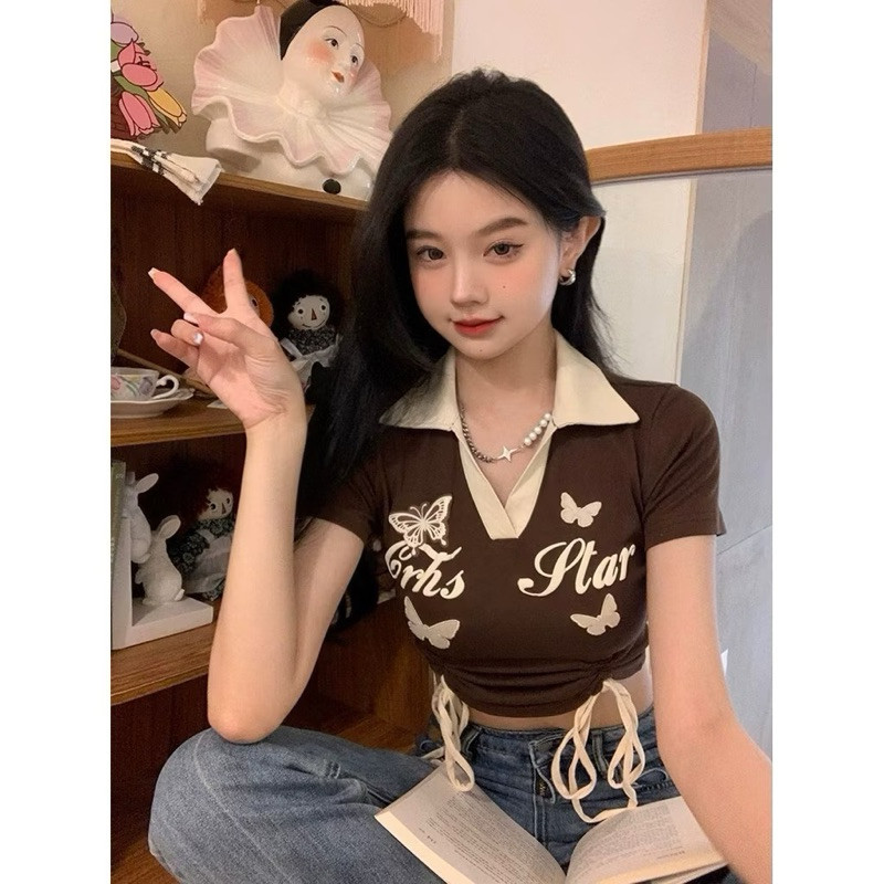 JALLPRONEW - ZGW ELSA KAOS CROP WANITA / Crop Top Serut FARASHA Rib / BAJU SERUT WANITA CROP TOP / T
