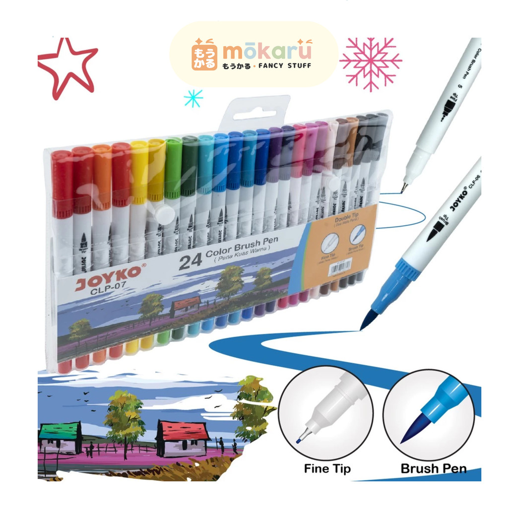 

Joyko Color Brush Pen Pena Kuas Warna CLP-07 / Pena Kuas Warna Set 24 Warna