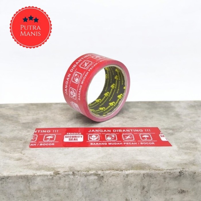 

Lakban Label Merah Fragile Isolasi Selotip solatip solasi iselotip Security Seal Jangan Dibanting Barang Mudah Pecah Bocor Handle With Care Do not Step Basah Hujan Hati Warning Unboxing Muscle 2 INCH 48 MM 50 YARD