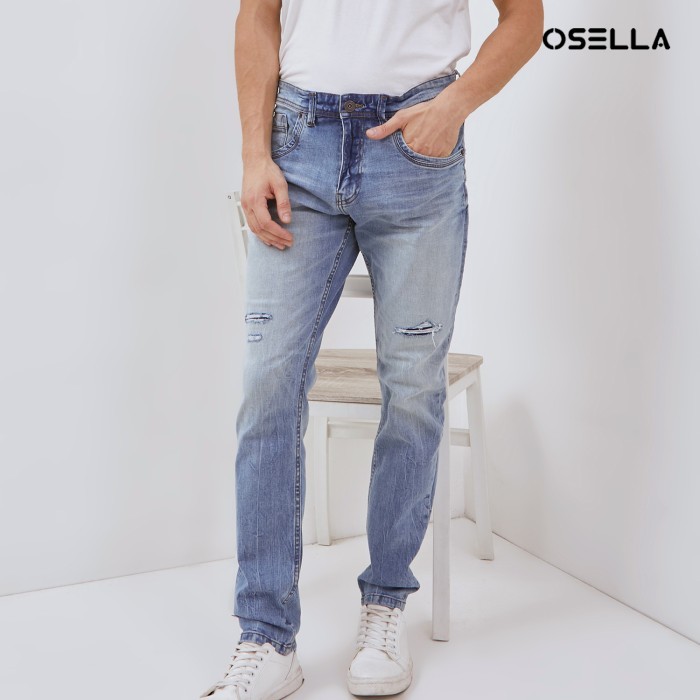 Osella Brando Slim Fit Denim Jeans In Light Blue Wash 208O4012A1 | Celana Jeans Pria