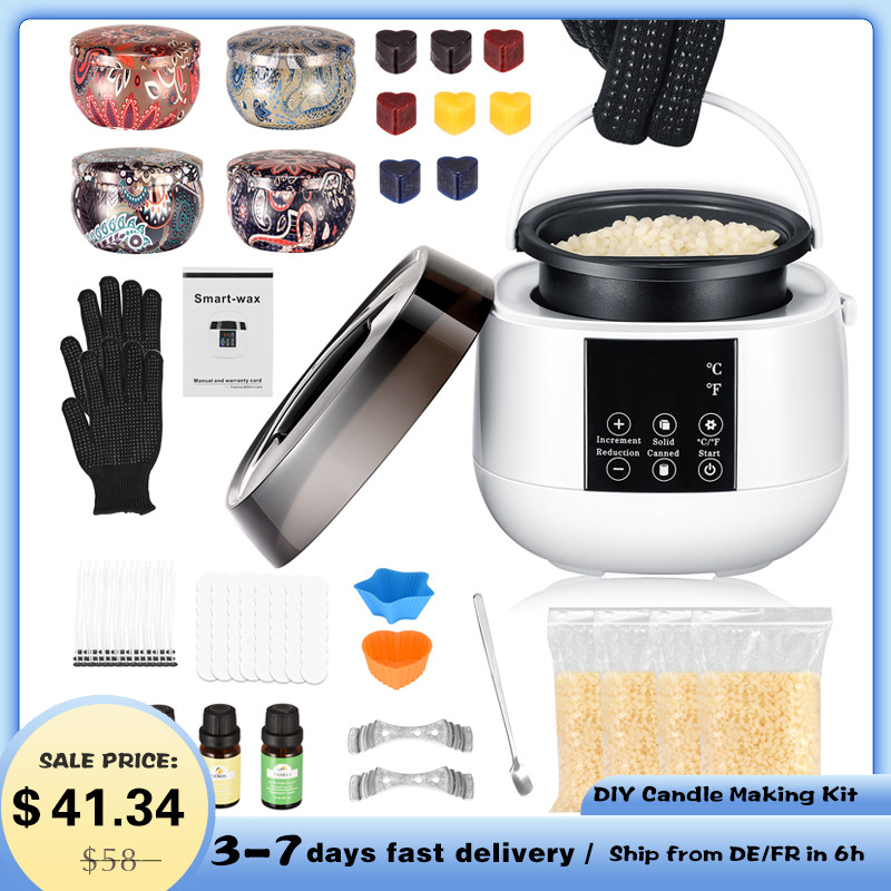 

Wax Warmer Heater DIY Candle Making Kit Electric MelterIntelligent Wax Melting Machine Pot 3D Molds Wax Color Dye Blocks