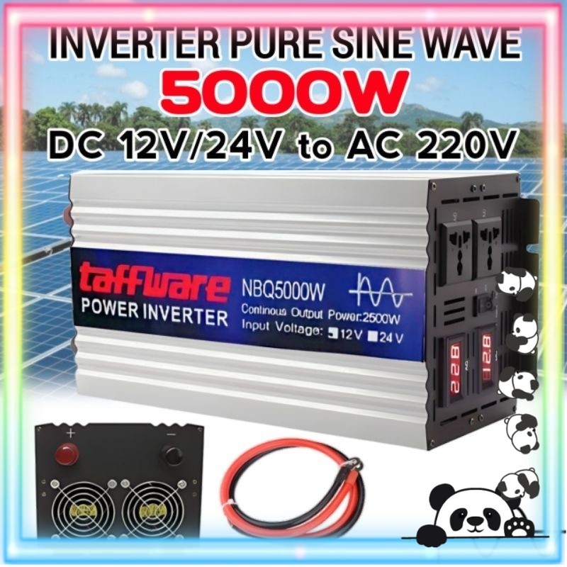 Power Inverter DC ke AC 5000W Pure Sine Wave DC 12V/24V AC 220V 6000 Watt Shunyima Gelombang Sinus M