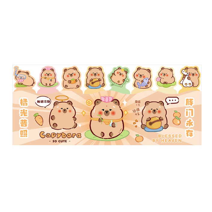 

J2 - Sticky notes Capybara 8 baris cutie Kertas memo lucu