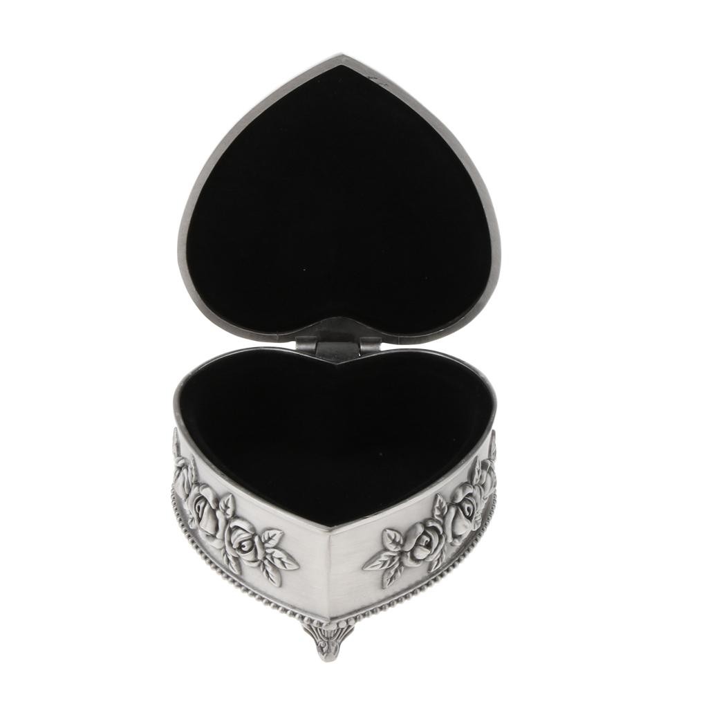 

Vintage Silver Chest Box Heart Shape Jewelry Box Storage Organizer