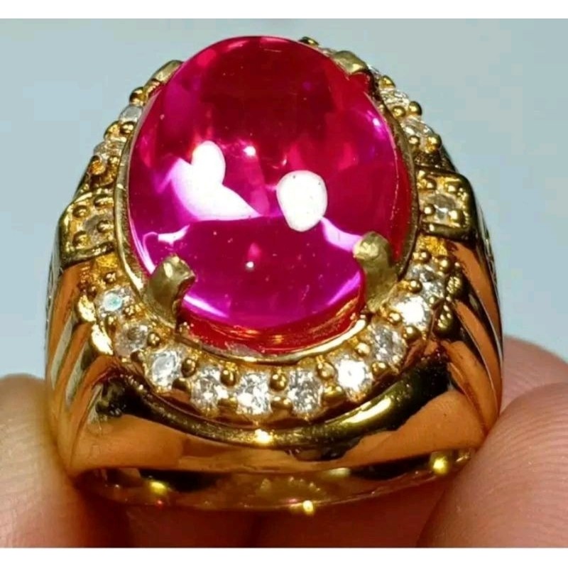 Batu permata ruby siam pinkis Bangkok top cristal cincin pria elegan