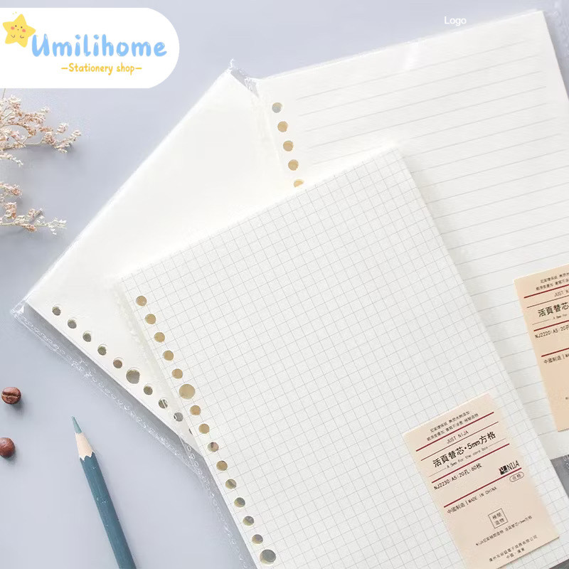

Loose-leaf Notebook Refill /Isi Binder A5 B5 , 60 Lembar 80 GSM Paper /Isi File Binder 20 Holes A5, 26 Holes B5 Bahan Book Paper For Student Back To School Office Stationery
