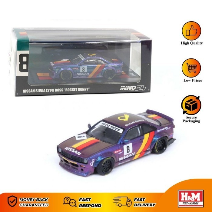 Inno64 1/64 Nissan Silvia (S14) Boss "ROCKET BUNNY" Purple