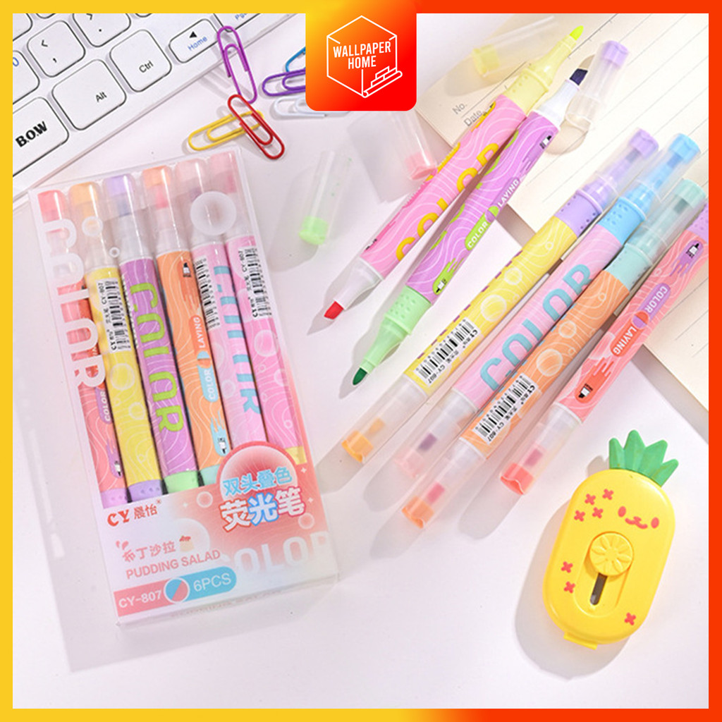 

Stabilo Pastel 1 Set Menumpuk Stabilo Highlighter 2 Sisi 6 PCS 12 Warna