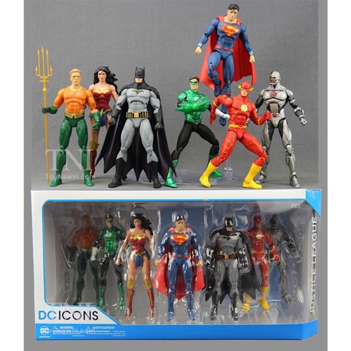 DC Collectibles DC ICONS Rebirth Justice League 7 Pack Action Figure BATMAN SUPERMAN CYBORG WONDER W