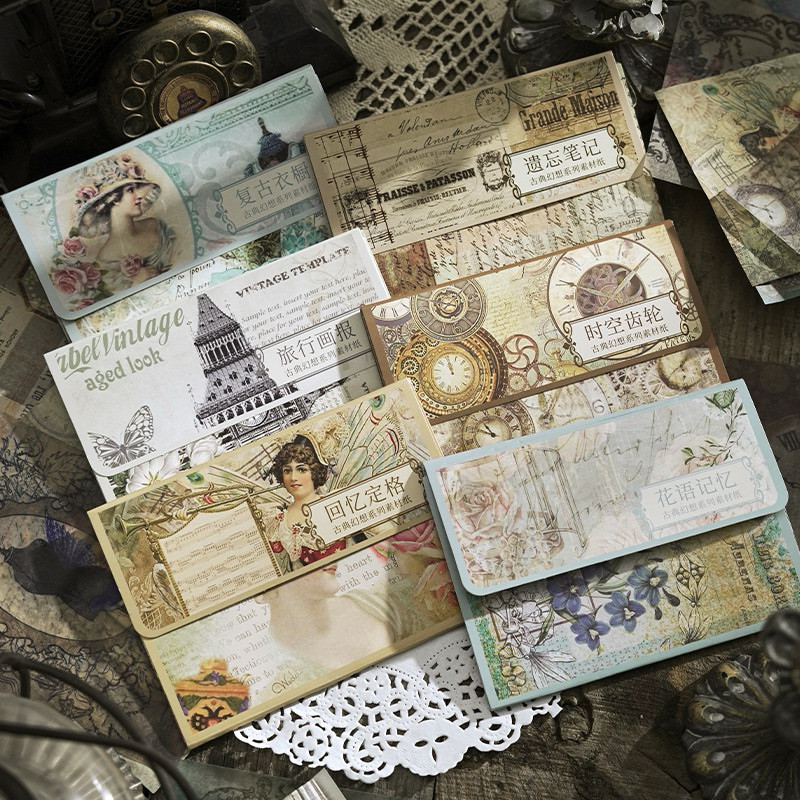 

Journamm.id Zaomo bahan ganda kertas retro bahan dekorasi akun tangan kertas ringan sastra seri fantasi klasik 6 jenis