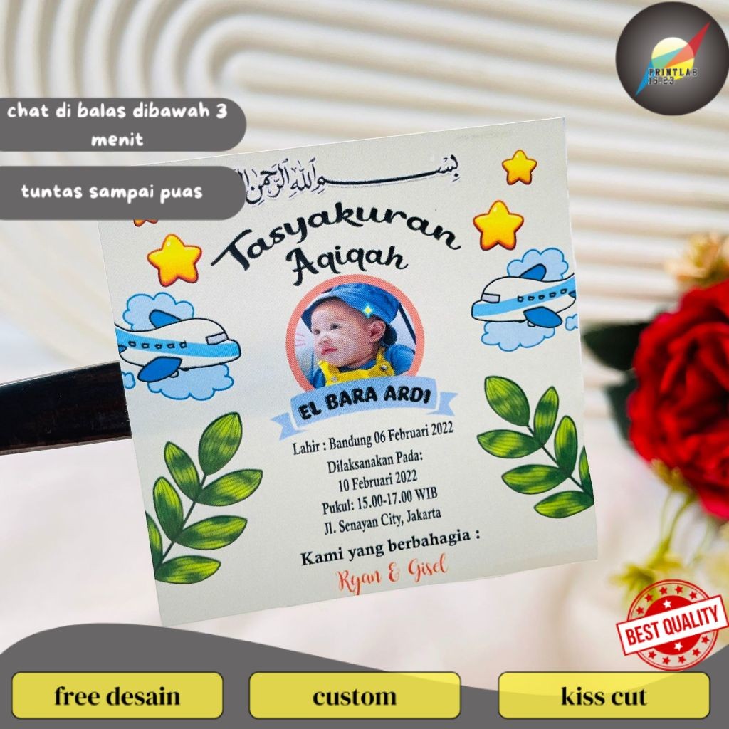 

PrintLab 2-4 Cetak Stiker Tasyakuran Aqiqah Bayi Sticker Qiqah Ikkah Iqqah Anak Bentuk Kotak
