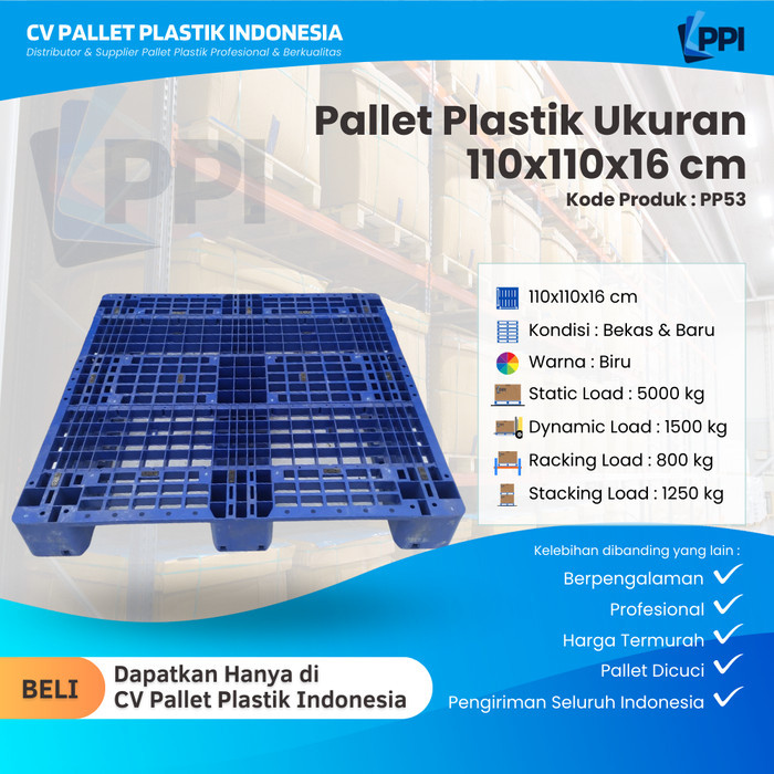

Pallet Plastik Bekas/Baru Ukuran 110x110x16 cm – PP53 / Pallet Plastik Biru / Pallet Plastik Jaring