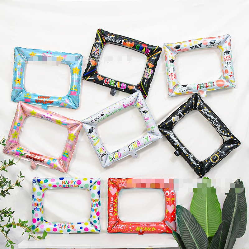 FRAME BALON BIRTHDAY PHOTO BOOTH ALUMINIUM FOIL BINGKAI FOTO DEKORASI PESTA ULANG TAHUN WISUDA GRADU