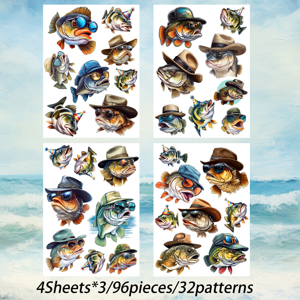 

96pieces Self-adhesive Kawaii Watercolor Bass Fish Clipart Stickers,Perfect for Journal Supplie,Scrapbooking Supplies,DIY Crafts