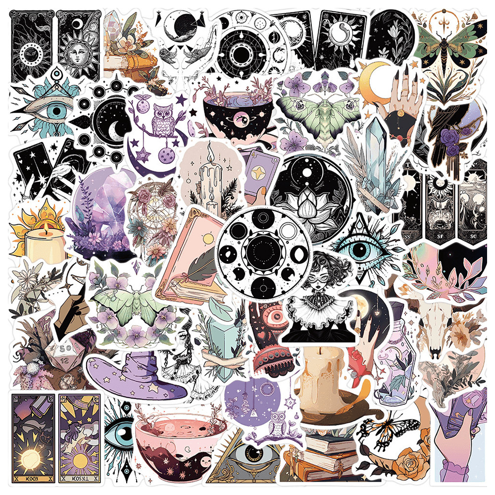 

50pcs Magic Witch Graffiti Stickers For Trunk Scrapbook Guitar Helmet Suitcase Stationery Craft Supplies Retro Sticker Vintage