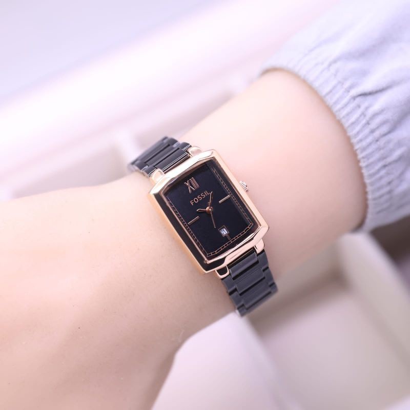 Jam Tangan Wanita Foss.l segi rantai tanggal aktif Analog