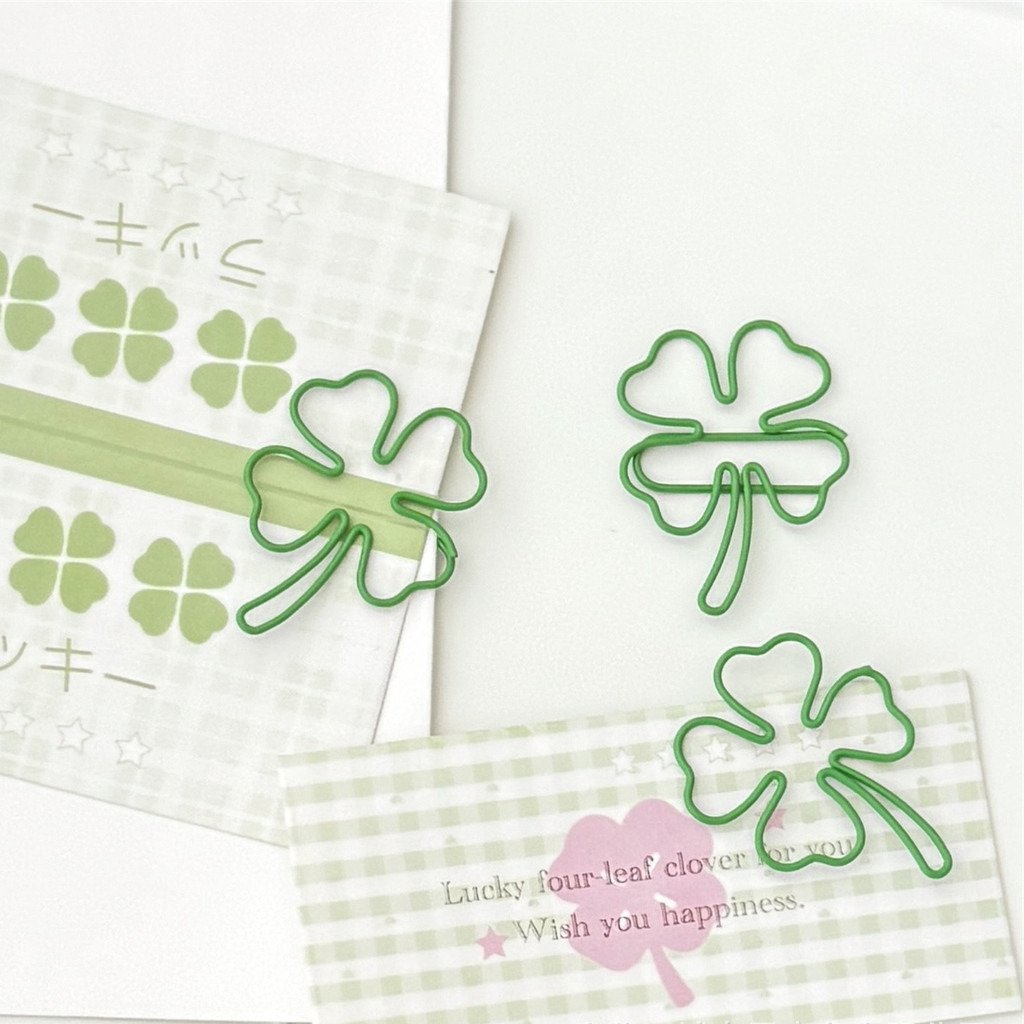 

[HARU] 10pcs Lucky Clover Series Paper Clip Penjepit Kertas Pastel Klip Kertas