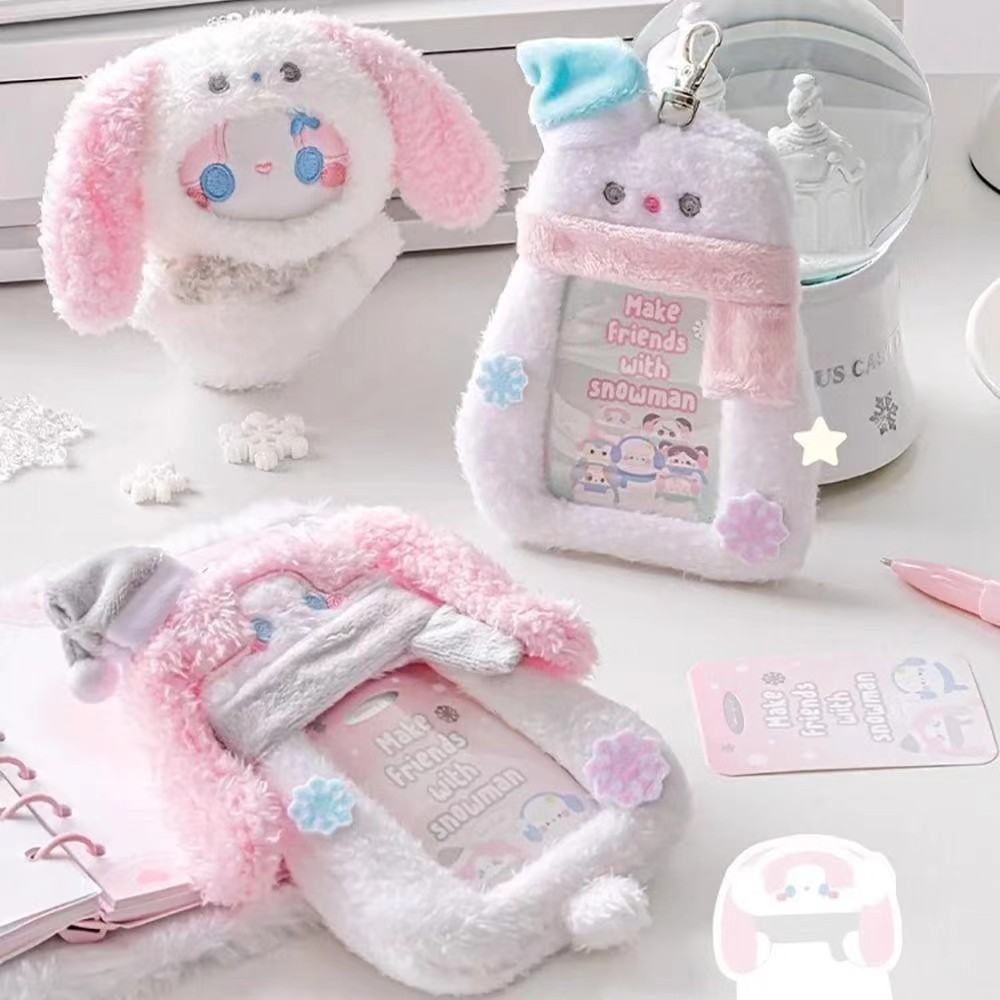

Plush Snowman Photocard Holder Dengan Chain Cartoon Animal Photo Frame 3inch/2R Kpop Photocard Sleeves for Birthday Gifts 2025