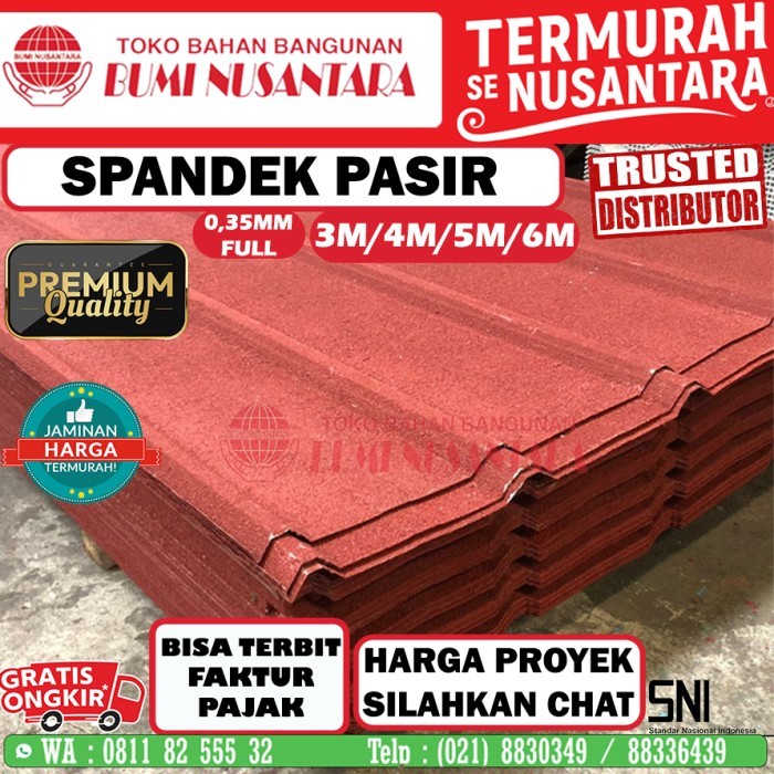 AU SPANDEK PASIR MERAH 0,35 SPANDEK LAPIS PASIR ATAP SPANDEX PASIR - 1M