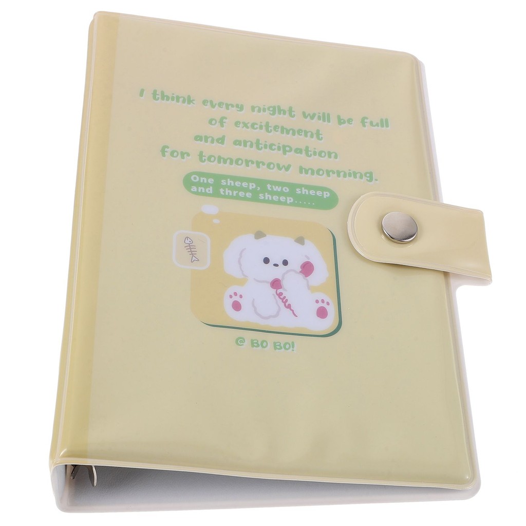 

Cartoon PVC Storage Album A5 6 ring Binder Cream Yellow Loose Leaf Notebook DIY Plastic Folder Office Reusable