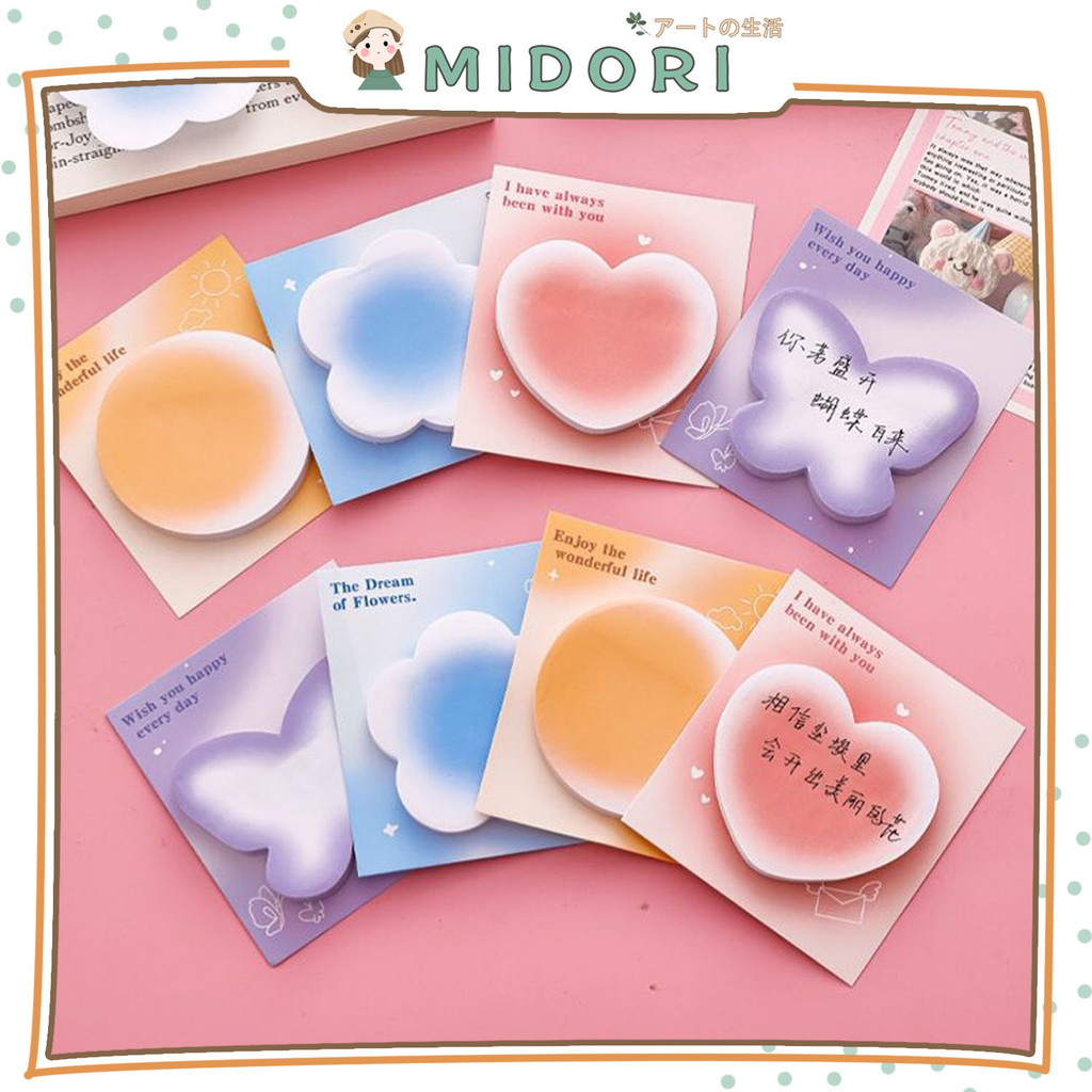 

[MIDORI] 30Lembar STICKY NOTES SIMPLE SHAPE Cute Colorful Love Flower Memo Note Paper Notepad - C0067