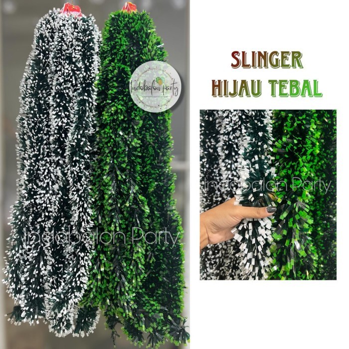 Slinger Tinsel Xmas / Hiasan Pohon Natal / Slinger Hijau Tebal