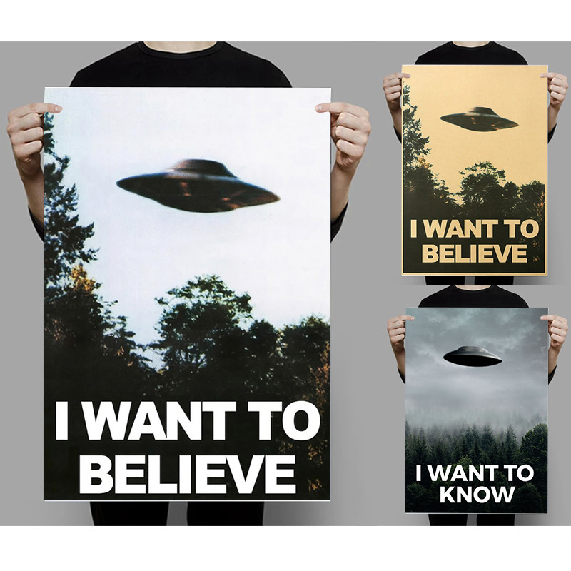 

I WANT TO BELIEVE The X Files Art Posters and Prints UFO Retro TV Series Print Canvas Painting Decorative Picture Home Decor