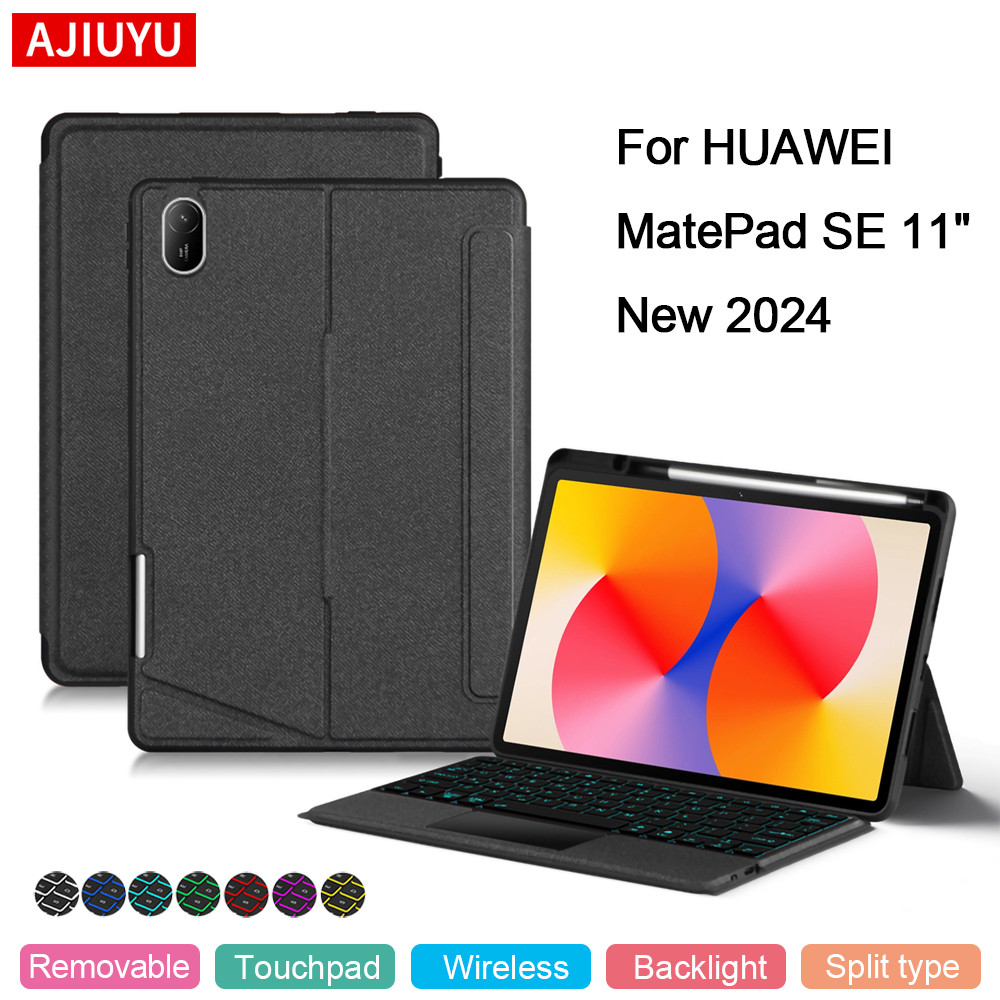 AJIUYU Magic Keyboard Case For HUAWEI MatePad SE 11" 2024 AGS6-W00 Tablet Smart Cover Shell Backlit 