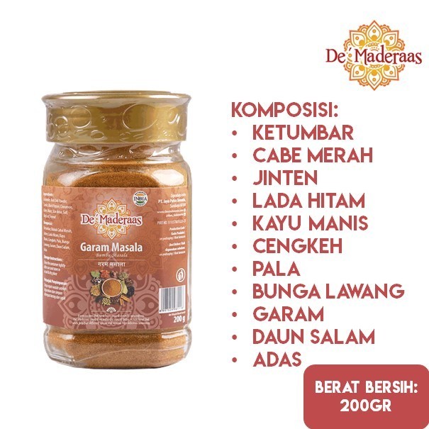 

De Maderaas Garam Masala / Bubuk Kari / Bumbu Kari 200 gram 2304