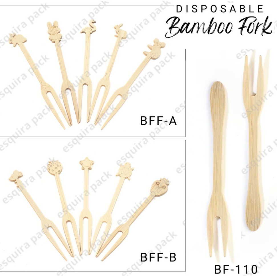 Disposable Bamboo Fruit Fork - Garpu Kayu Buah Isi 50 Pcs BF-110
