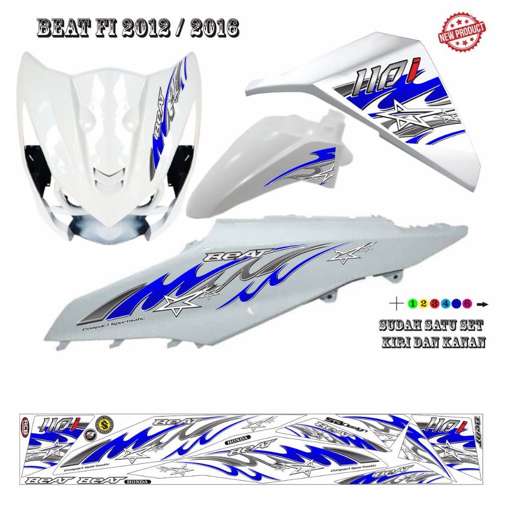 STIKER MOTOR BEAT FI VARIASI MOTIF SIMPLE ELEGAN BEAT FI STRIPING VARIASI STRIPING