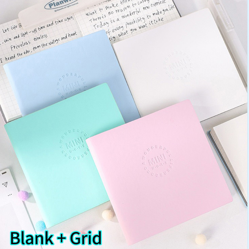 

8cm/10cm Mini Notebook Languo Leather Office Journal Diary Notepad Stationery Student School 72sheets Blank and Grid NoteBook