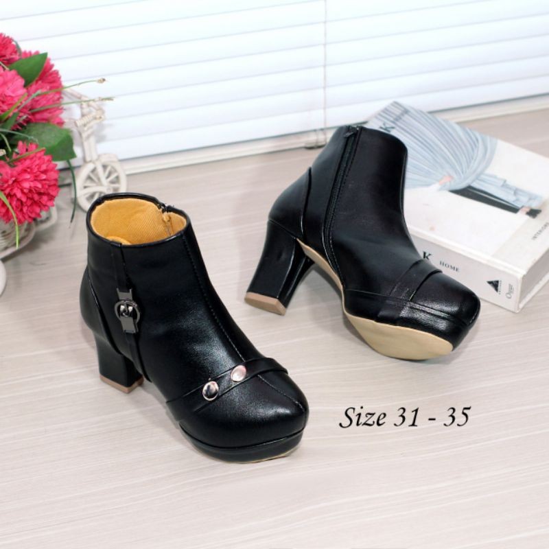 Sepatu Wanita Boots Heels  Anak EMT 1201 Sintetis 5cm ukuran 31/35