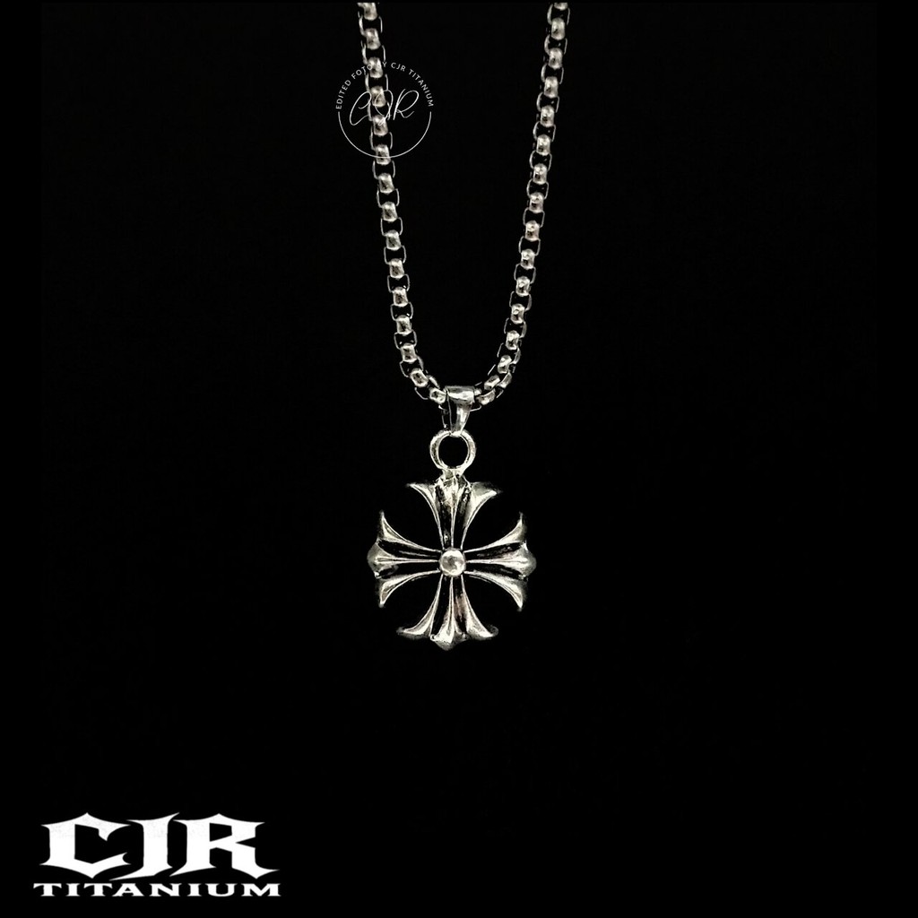 CHROME HEARTS NECKLACE-KALUNG TITANIUM SILVER PRIA WANITA ANTI KARAT TIDAK LUNTUR-CJR TITANIUM