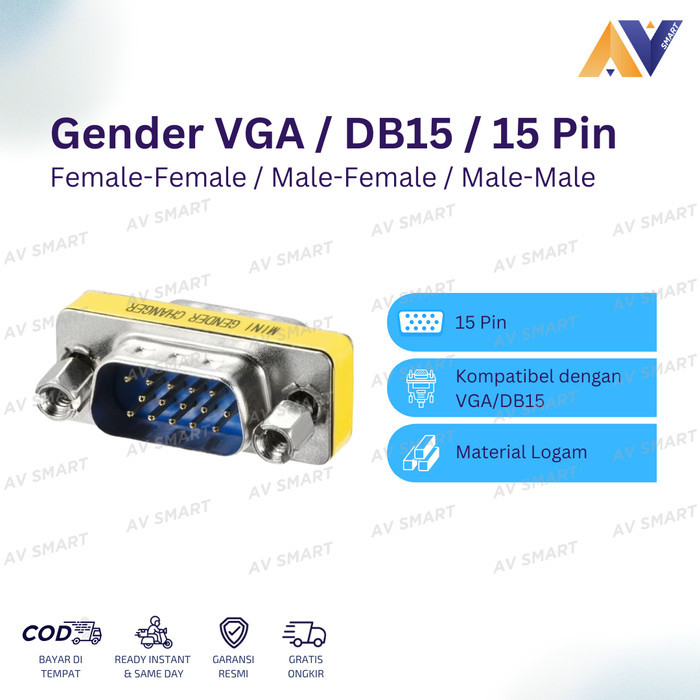 Gender Changer DB15 / VGA Female-Female / Male-Female / Male-Male Konektor 15 Pin DB15 Adapter