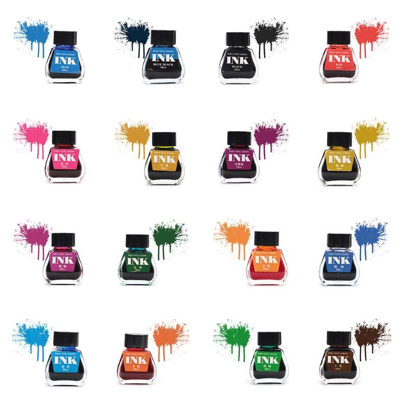 

30ml Bottled Glass Smooth Writing Fountain Pen Ink Refill School Student Stationery Office Supplies 16 Colors C5AE