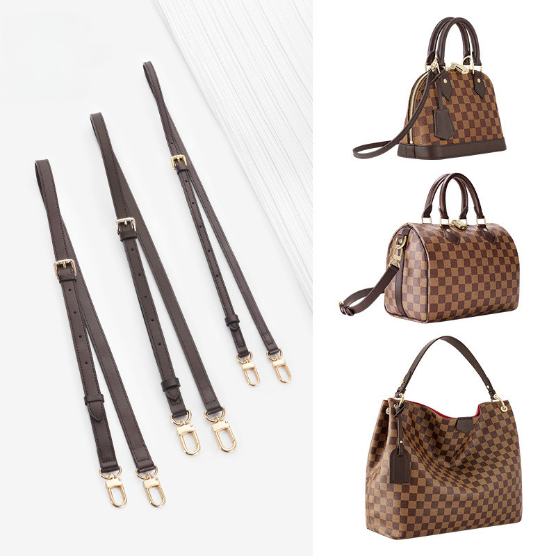 Dark Brown Replacement Leather Bag Straps for LV Speedy 20 25 30 Shoulder Straps Ajustable Crossbody