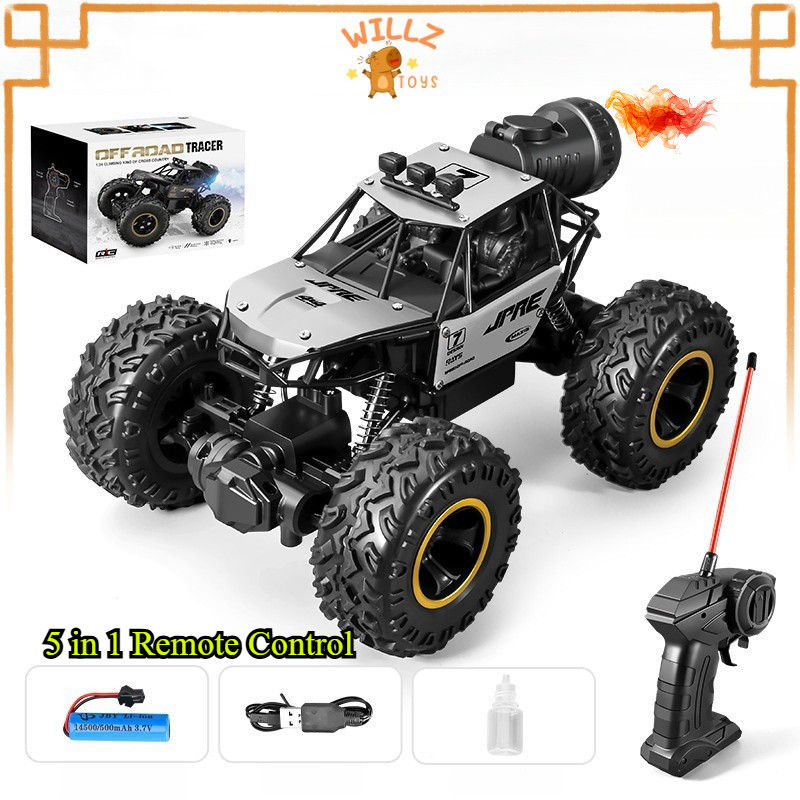 Mainan RC Mobil Offroad Asap Rock Crawler Remote Control Anak Alloy RC Offroad