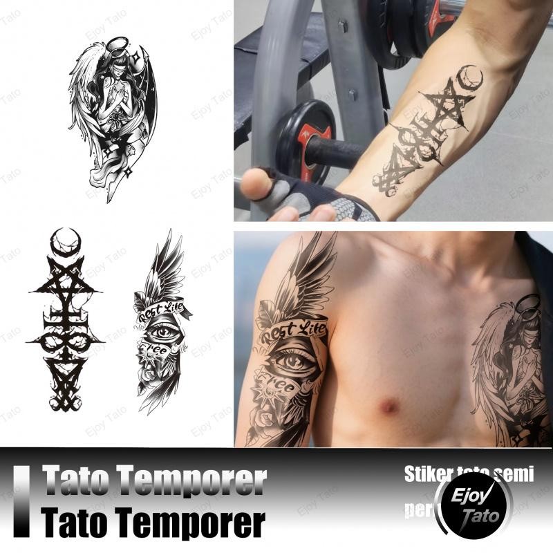 Tato Dayak Temporer Mode Seksi Temporary Tattoo Hitam Tahan Air Dan Tahan Keringat,Non-Toksik Hypoal
