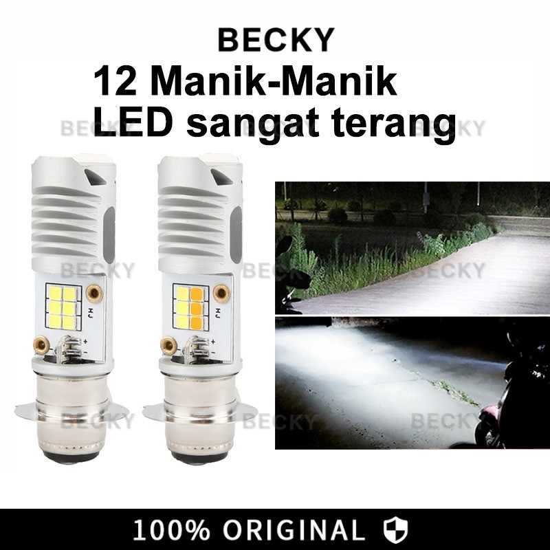 BECKY Lampu Led Motor Super Terang H6 M5 P15D Bohlam Lampu Depan Sepeda Motor LED Canbus 12V Bohlam 