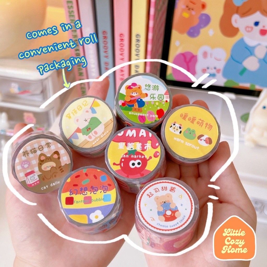 

<< COD >> Kawaii Sticker Roll / Cute Cartoon Animals Roll Deco Stickers / Stiker Gulung Kertas Motif ala Korea Lucu Unik Murah Yr4