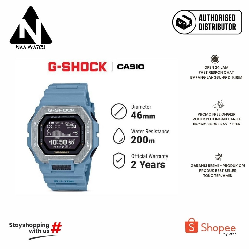 [READY INSTANT] G-Shock G-Lide GBX-100-2ADR Jam Tangan Pria Digital Dial Tosca Resin Band