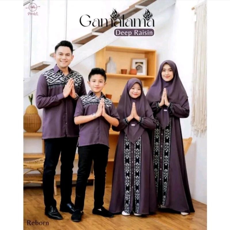 Kemeja dan gamis Gamalama deep raisin baju couple keluarga, baju couple kondangan, baju lebaran