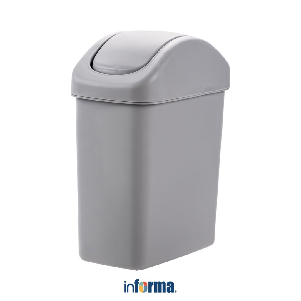 Informa 11.5 ltr Tempat Sampah Swing Rectangular - Abu-Abu Tong Wadah Pembuangan Alat Kebersihan Tra