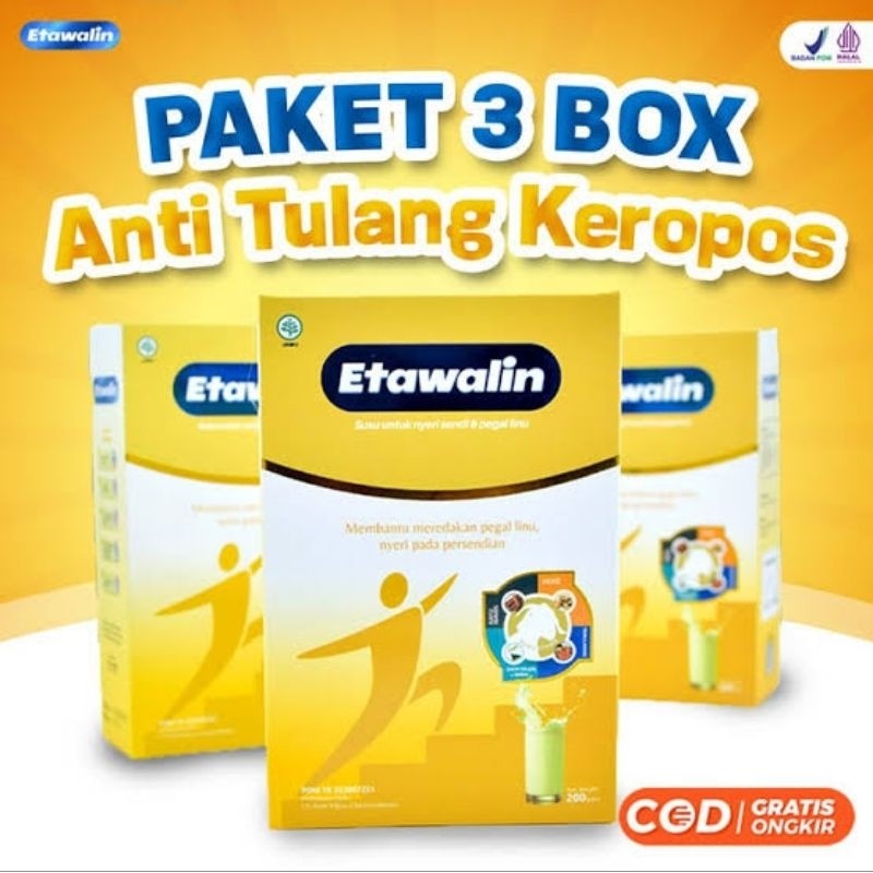 

PAKET 3 BOX SUSU ETAWALIN - Paket Sembuh Susu Sendi Atasi Radang Sendi Nyeri Tulang Cegah Osteoporosis Osteoartritis Pengeroposan Tulang Susu Kambing Etawa Kesehatan Susu Bubuk Murni Original Ettawa 100% Ori Susu Asam Urat Etawalin Platinum