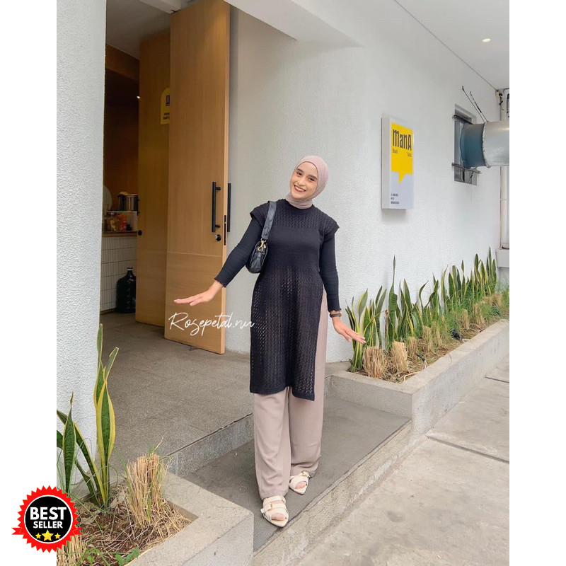 Outer Tunik Jaring Knitt / outer jala korea / tunik jaring korea rajut / rajut jaring