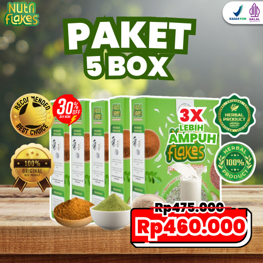 

PAKET 5 BOX NUTRIFLAKES - SEREAL HERBAL BANTU MENGATASI ASAM LAMBUNG MAAG KRONIS GERD